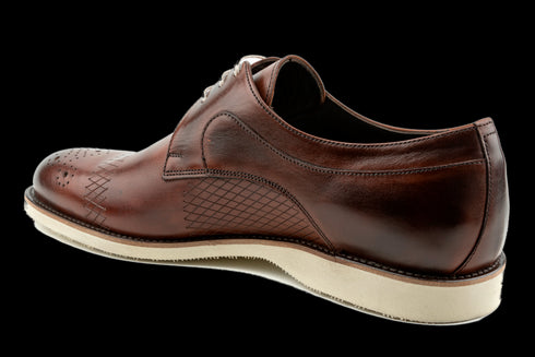 Tan Derby Dress Sneaker Wıth Semi Brogue Detail